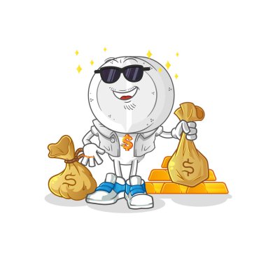 İlaç tableti, zengin çizgi film karakteri. çizgi film maskotu vektörü