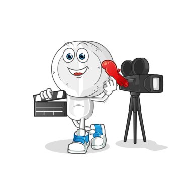 İlaç tableti baş çizgi film yönetmeni maskot. çizgi film vektörü