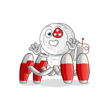 İlaç tableti baş çizgi film gelecekteki robot vektörü. çizgi film karakteri