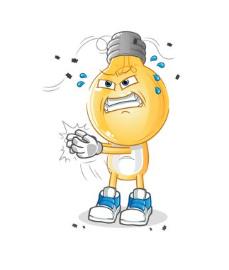 Ampul başlı çizgi film karakteri. çizgi film vektörü