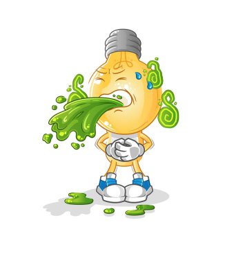 Ampul kafalı çizgi film kustu. çizgi film maskotu vektörü