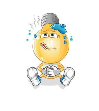 Ampul başlı çizgi film hasta vektörü. çizgi film karakteri