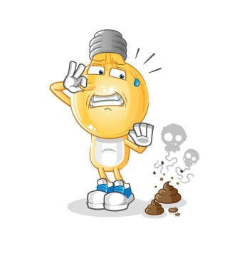 Kokuşmuş atık resimli ampul başlıklı çizgi film. karakter vektörü