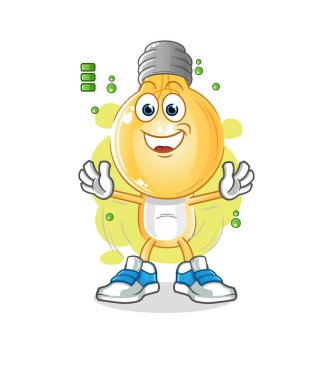 Ampul başlı çizgi film karakteri. çizgi film maskotu vektörü