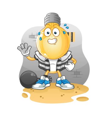 Ampul kafalı karikatür suçlusu hapiste. çizgi film karakteri