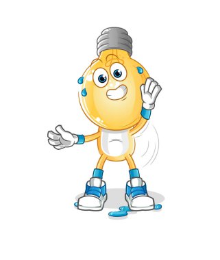 Ampul başlı çizgi film karakteri geriyor. çizgi film maskotu vektörü