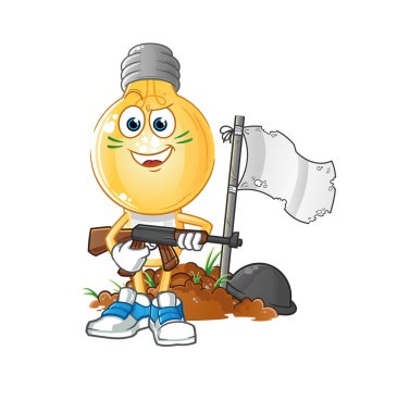 Ampul kafalı çizgi film karakteri. çizgi film maskotu vektörü