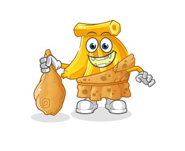 Muz antik çizgi filmi. çizgi film maskotu vektörü