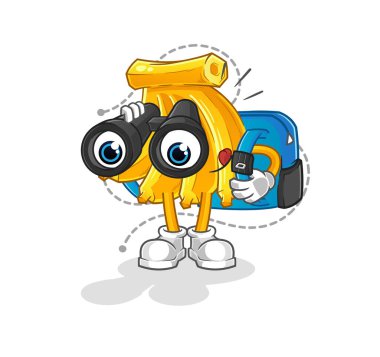 Dürbünlü muz. çizgi film maskotu vektörü