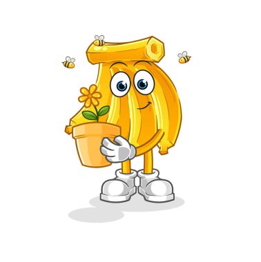 Muz ve saksı. karakter vektörü