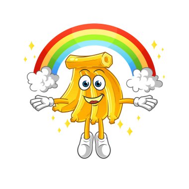 Gökkuşaklı muz. çizgi film vektörü