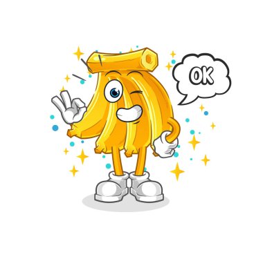 Muz kabul ediyor maskot. çizgi film vektörü