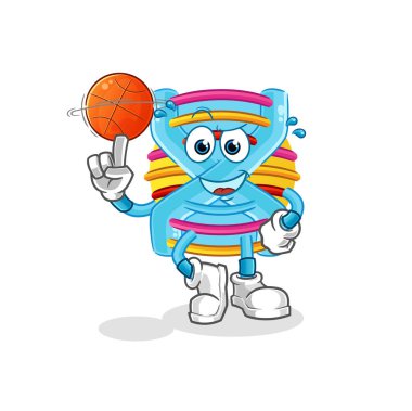 DNA basket topu maskotu oynuyor. çizgi film vektörü
