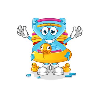 Ördek şamandıralı DNA. çizgi film maskotu vektörü