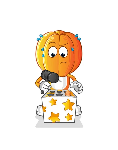 Star Fruit Head Cartoon Play Whack Mole Mascot Cartoon Vector — Stock Vector