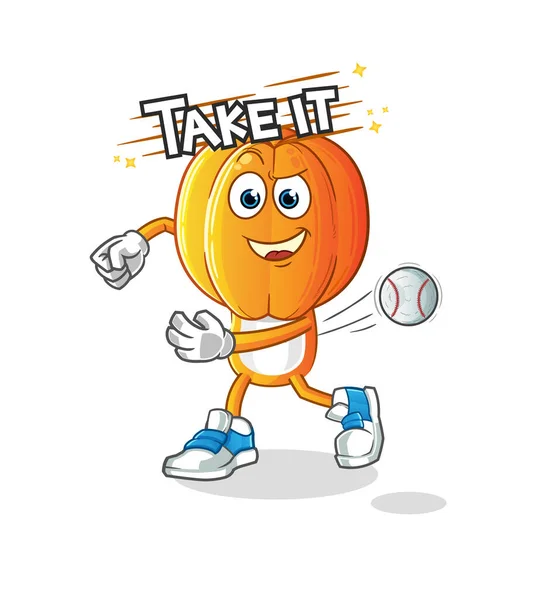 Stella Frutta Testa Cartone Animato Lancio Vettore Baseball Personaggio Del — Vettoriale Stock