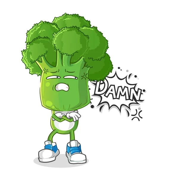 Broccoli Head Cartoon Very Pissed Illustration Character Vector — Image vectorielle