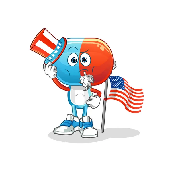 Capsule Head Cartoon Uncle Sam Character Cartoon Mascot Vector — Stock Vector