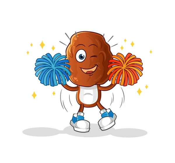 Date Fruit Hoofd Cartoon Cheerleader Tekenfilm Mascotte Vector — Stockvector