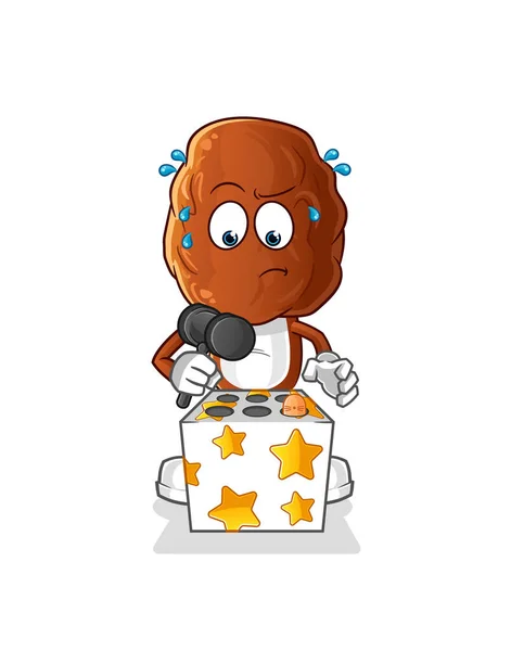 Date Fruit Head Cartoon Play Whack Mole Mascot Cartoon Vector — Stock Vector