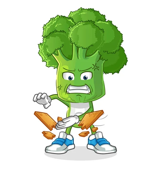 Broccoli Testa Cartone Animato Karate Mascotte Vettore Dei Cartoni Animati — Vettoriale Stock