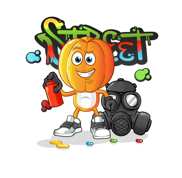 Star Fruit Head Cartoon Graffiti Artist Vector Cartoon Character — Stock Vector