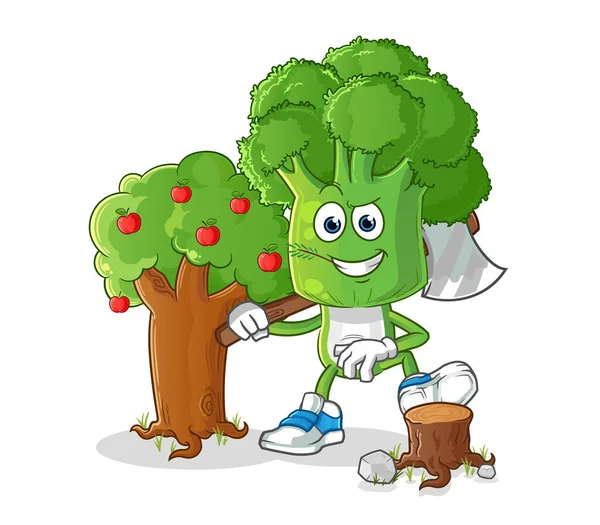 Brokoli kafalı Carpenter Illustrasyon çizgi filmi. karakter vektörü