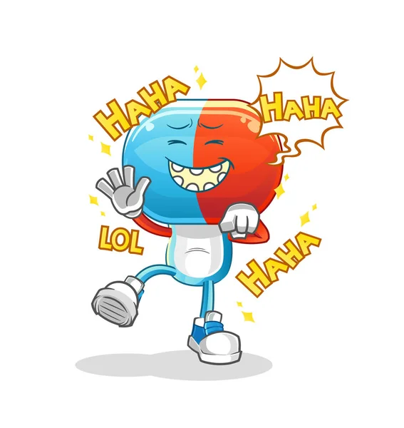 Capsule Head Cartoon Laugh Out Loud Character Cartoon Vector — Stock Vector