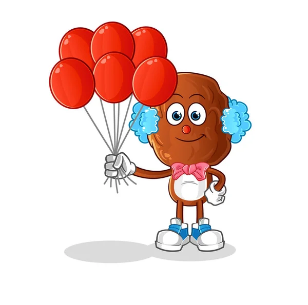 Date Fruit Head Cartoon Clown Balloons Vector Cartoon Character — Stock Vector