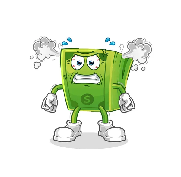 Money Very Angry Mascot Cartoon Vector — Stock Vector