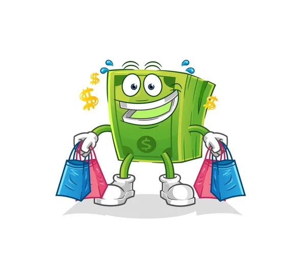 Money Shoping Mascot Cartoon Vector — Stock Vector