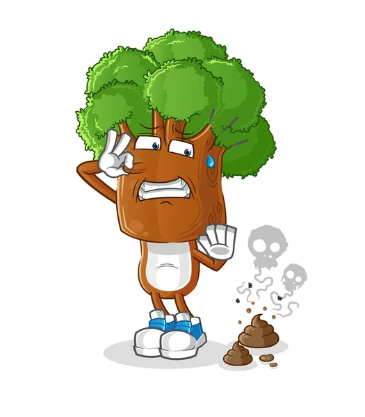 Tree Head Cartoon Stinky Waste Illustration Character Vector — Stock Vector