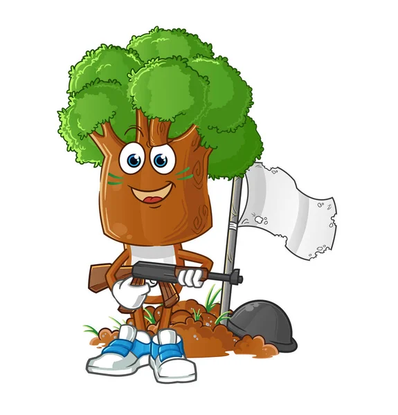 Ağaç kafalı çizgi film karakteri. çizgi film maskotu vektörü