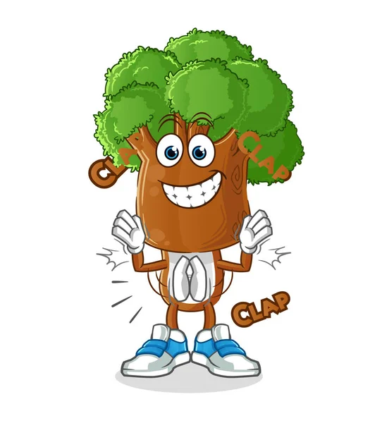 Ağaç başı çizgi filmi alkış çizimi. karakter vektörü