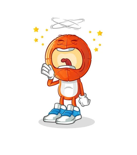 Basketball Head Cartoon Yawn Character Cartoon Mascot Vector — Stock Vector