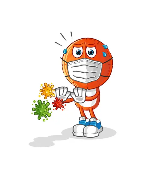 Cabeza Baloncesto Dibujos Animados Rechazar Virus Vector Mascota Dibujos Animados — Vector de stock