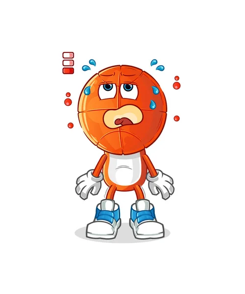 Cabeça Basquete Cartoon Mascote Bateria Fraca Vector Dos Desenhos Animados — Vetor de Stock