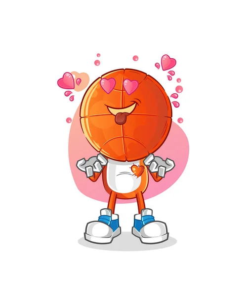 Cabeça Basquete Desenho Animado Queda Vetor Amor Personagem Desenho Animado — Vetor de Stock