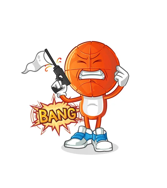 Basketball Kopf Cartoon Warnschuss Maskottchen Karikaturenvektor — Stockvektor