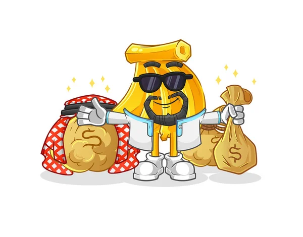 Muz zengini Arap maskotu. çizgi film vektörü