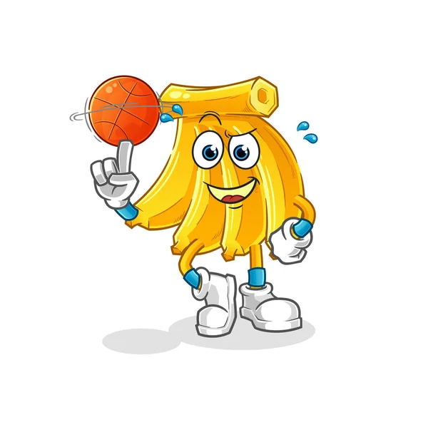 Banane Spielt Basketball Maskottchen Karikaturenvektor — Stockvektor