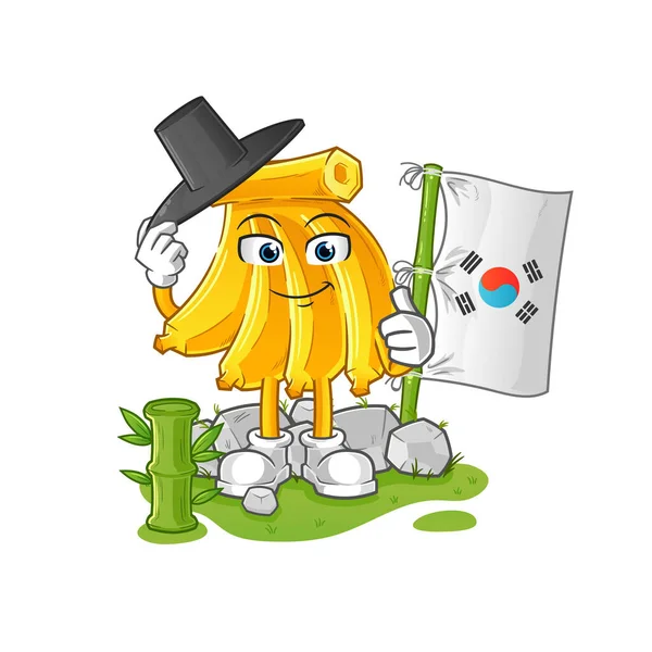 Personaje Coreano Plátano Vector Mascota Dibujos Animados — Vector de stock