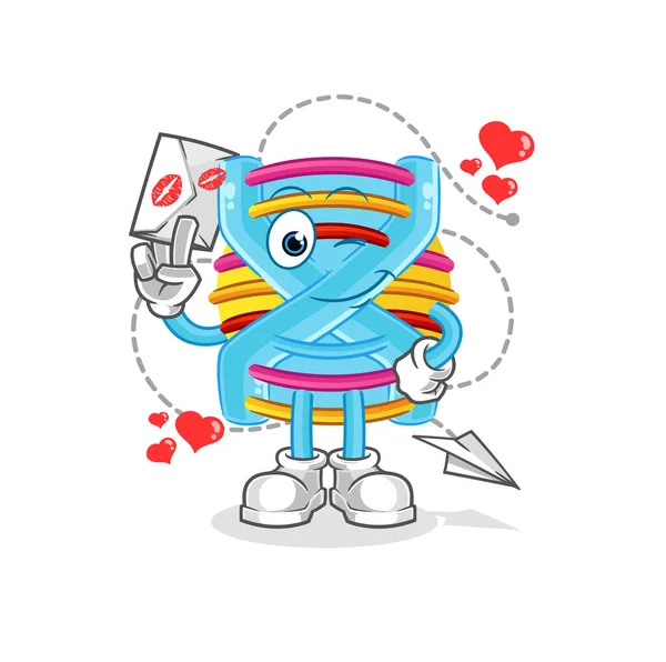 DNA 'da aşk mektubu illüstrasyonu var. karakter vektörü