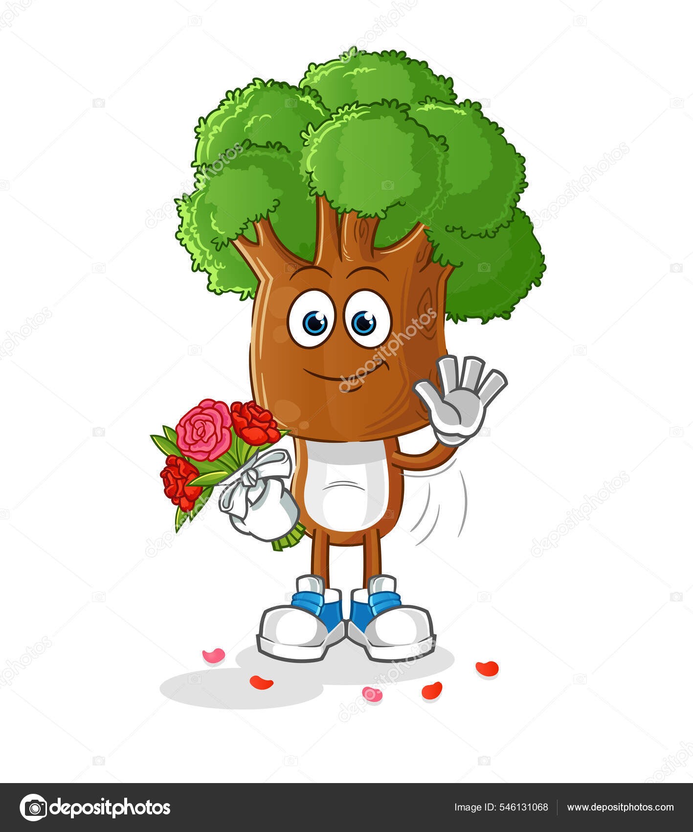 Tree Head Cartoon Bouquet Mascot Cartoon Vector Stock Vector Image by