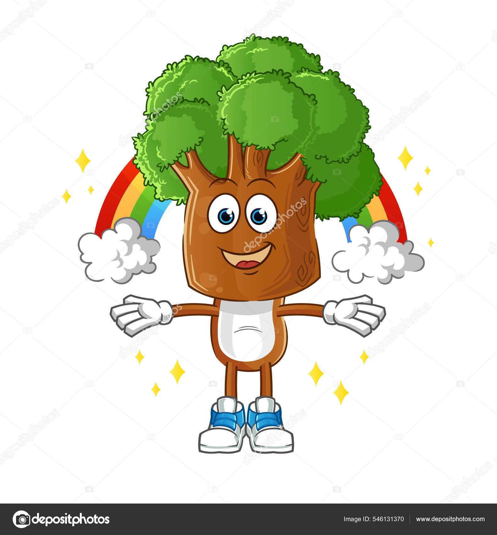 Tree Head Cartoon Rainbow Cartoon Vector Stock Illustration by