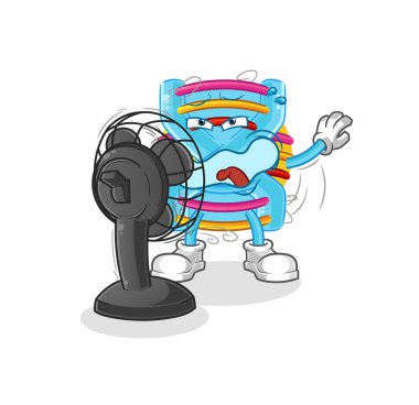 Hayran karakterinin önünde DNA örneği. çizgi film maskotu vektörü