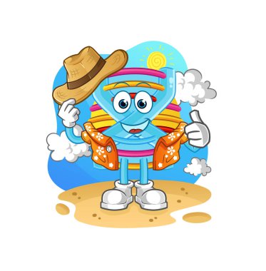 DNA 'lar tatile gider. çizgi film maskotu vektörü