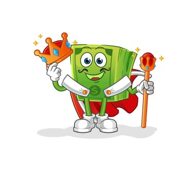 Para kralı vektörü. çizgi film karakteri