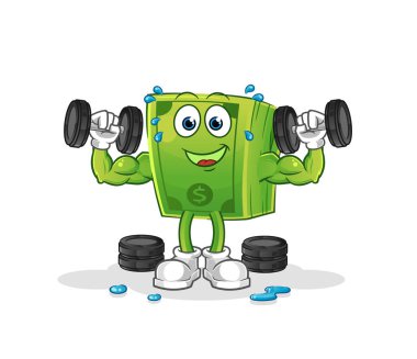 Para ağırlık çalışması illüstrasyonu. karakter vektörü