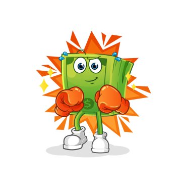 Para boksörü karakteri. çizgi film maskotu vektörü